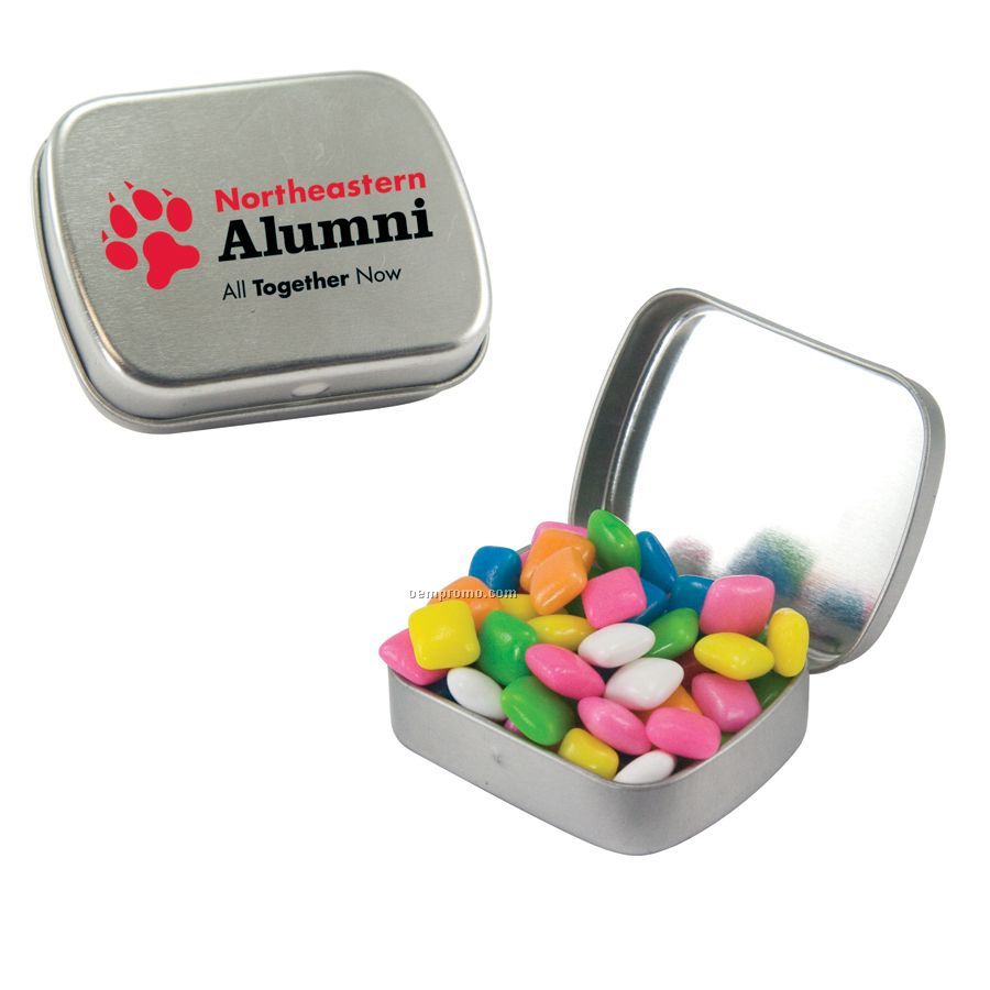 Small Silver Mint Tin Filled With Gum