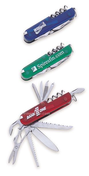 7/8"X2-3/4" 15 Function Translucent Swiss Style Army Pocket Knife