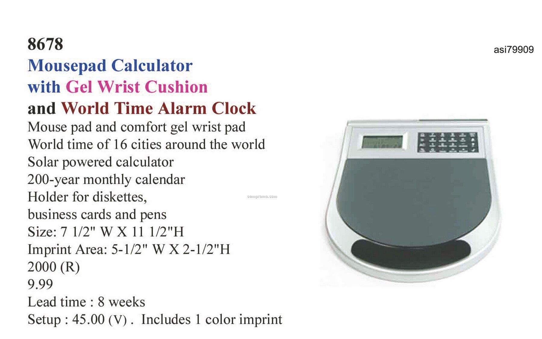Promotekinc Gel Wrist Pad Calculator And World Time Alarm Clock