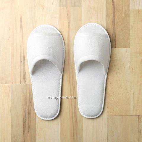 10-1/2" Open Toe Terry Disposable Non Washable Slippers