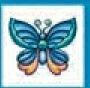Stock Temporary Tattoo - Blue/ Orange Layered Butterfly 23 (2"X2")