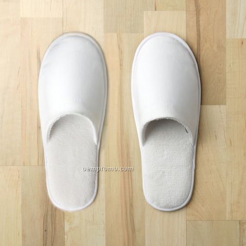 10" & 11.5" Closed Toe Chamois Micro Slipper With Plush Lining And Dot Sole