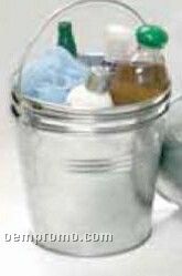 8-1/2"X6-3/4" Silver Round W/ Top Handle & Hard Liner Galvanized Containers