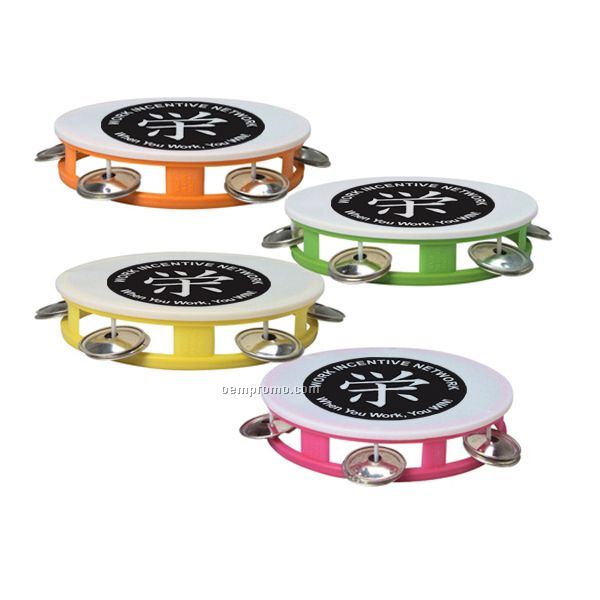 Tambourine With Neon Sides & White Top, 5 1/2"