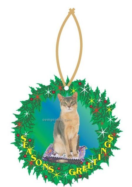 Abyssinian Cat Executive Wreath Ornament W/ Mirrored Back (10 Square Inch)