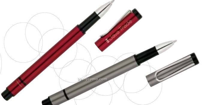 Metallic Finished Ballpoint Pen/ Highlighter W/ Dual Cap Off