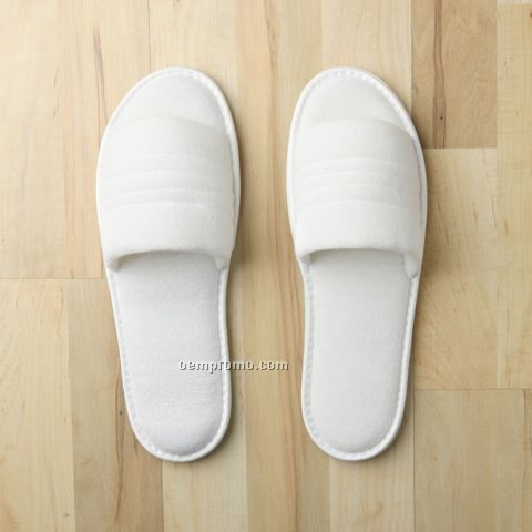10-1/2" Or 12" Washable Open Toe Terry Slipper With Rubber Sole