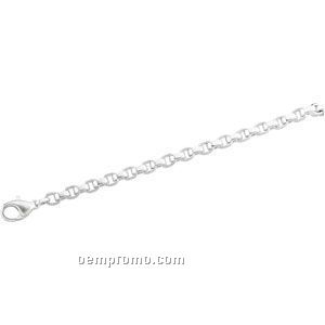 Ladies' 7-3/4" Sterling Silver 7-1/2mm Satin Flat Cable Chain Bracelet