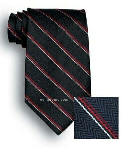 Wolfmark Overland Signature Stripes Polyester Tie - Black/ Red/ White