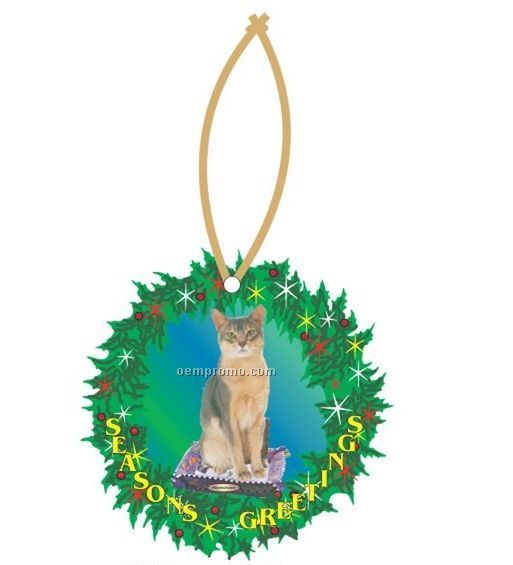Abyssinian Cat Executive Wreath Ornament W/ Mirrored Back (12 Square Inch)