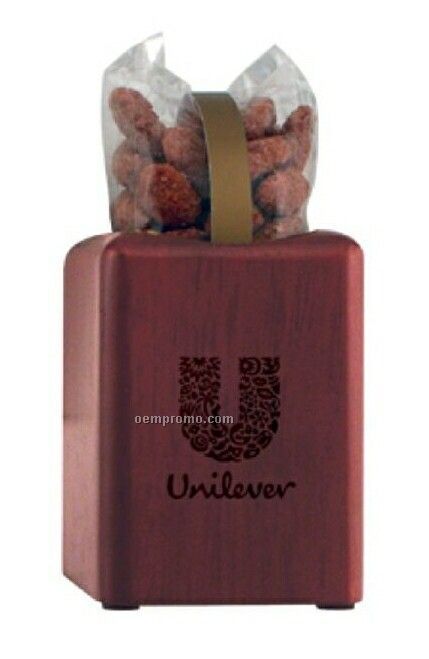 Wooden Holder W/ 4 Oz Sugar Coated Almonds