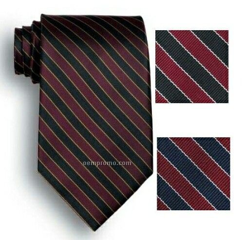 Wolfmark West India Signature Stripes Polyester Tie - Black/Maroon/Gray