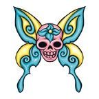 Stock Temporary Tattoo - Skull Butterfly (2"X2")