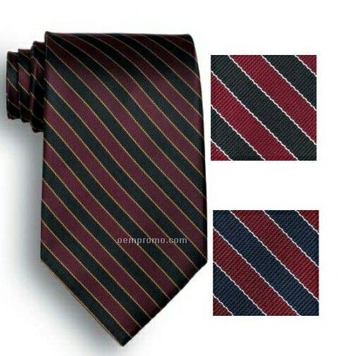 Wolfmark West India Signature Stripes Polyester Tie - Black/Maroon/Gold