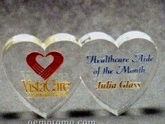 Paperweight Cut From 12 Square Inch Acrylic / Double Hearts