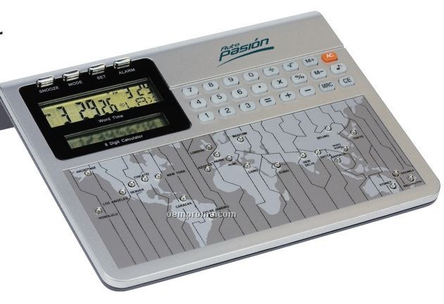 World Time Desk Clock With Calculator