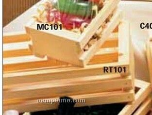 9"X4-1/2"X3-1/2" Plain Wooden Slat Style Gift & Planter Crate