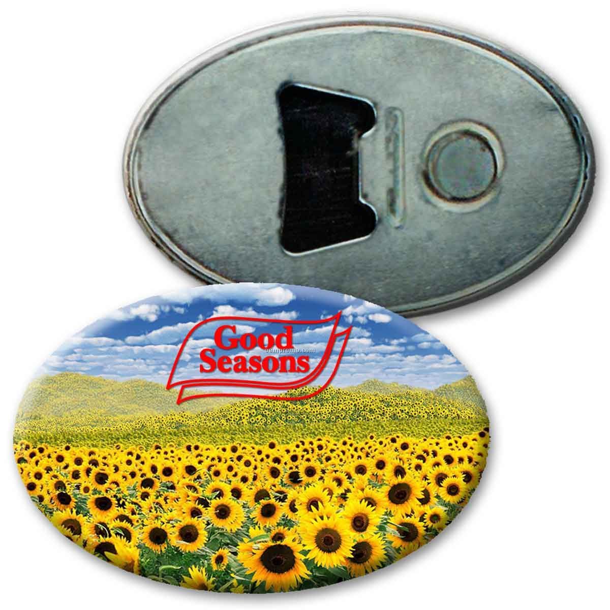 Oval Magnetic Bottle Opener W/3d Lenticular Effects (Imprinted)