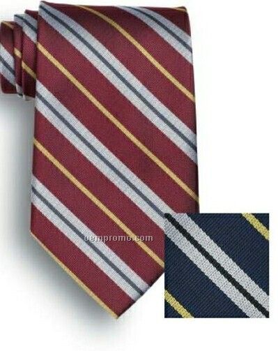 Wolfmark Pace Signature Stripes Polyester Tie - Maroon/ Gray/ Gold