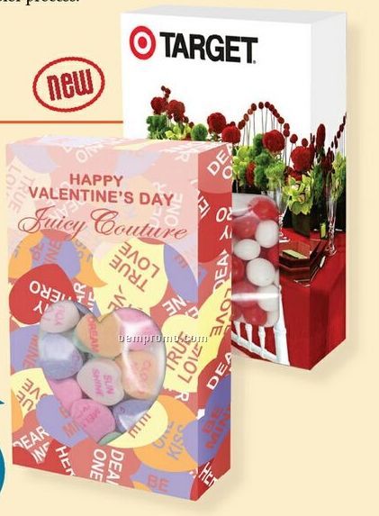 Chocolate Buttons Candy In Custom Sweetheart Box W/ Heart Window