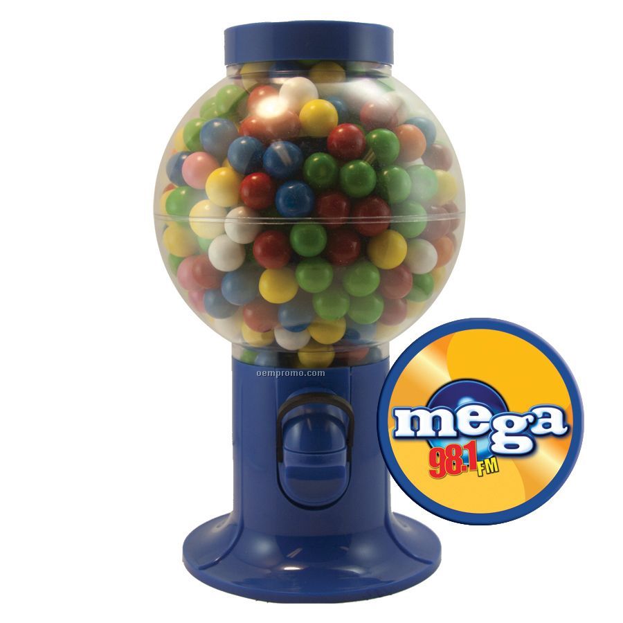 Blue Gumball Machine Filled With Gum