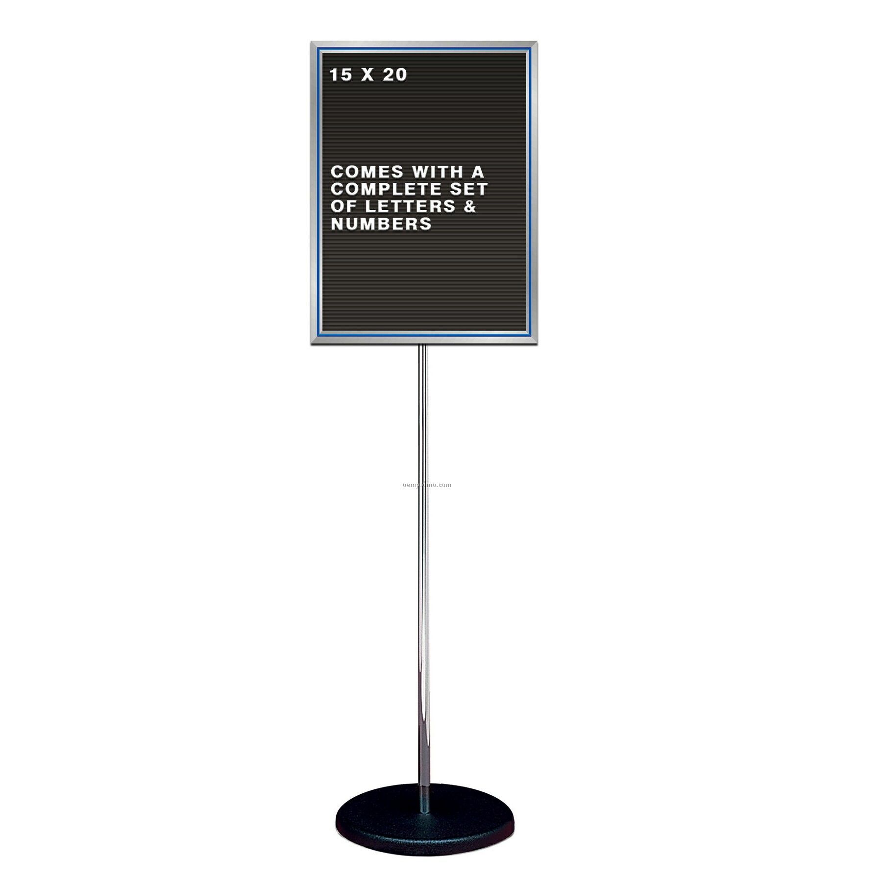 Free Standing Changeable Letter Board W/ Chrome Pole Stand (15"X20")