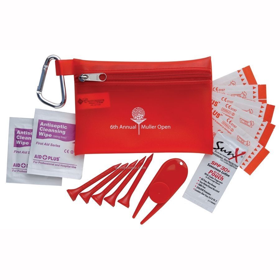 Golf Care Kit In Translucent Pouch W/ Carabiner