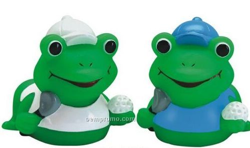 Mini Rubber Golfer Frog Toy
