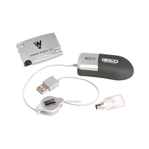 USB Retractable Optical Mini Mouse Set