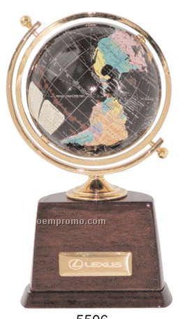 4" Dia Globe W/Color Continents & Name Plate (Screened)