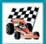 Stock Temporary Tattoo - Dragster Race Car W/ Checkered Flag (2