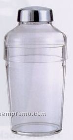 Clear 3 Piece Acrylic Cocktail Shaker With Metallic Cap (12 Oz.)