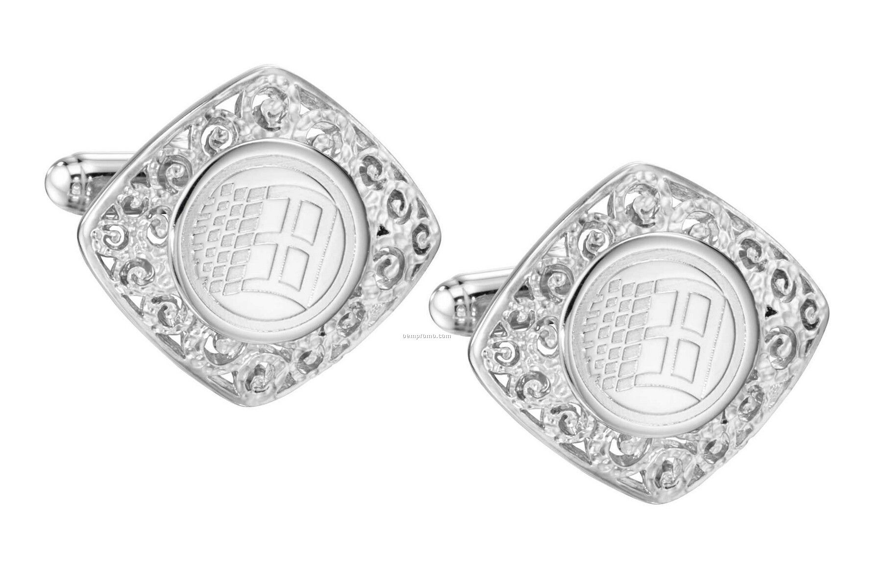 Ovations - Grandeur Silver Plated Cuff Links - Round Area For Laser Engrave