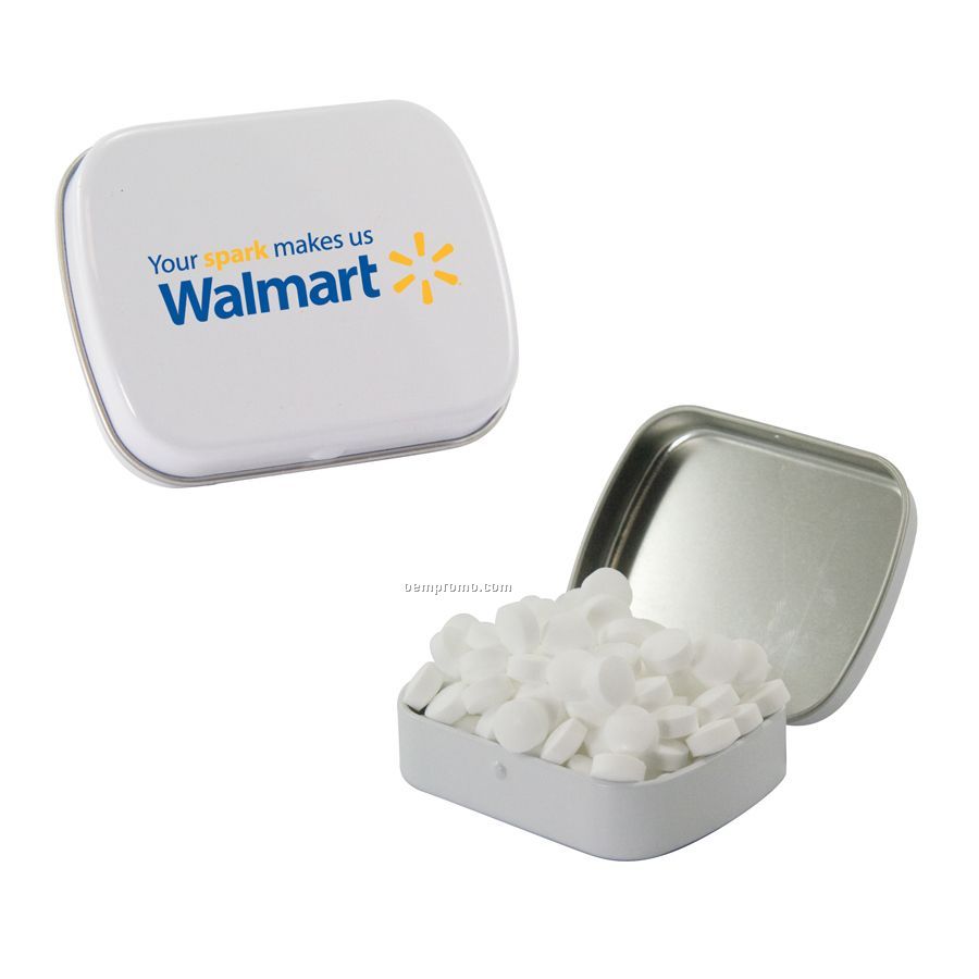 Small White Mint Tin Filled With Sugar Free Mints