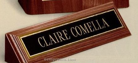 1 3/4"X8 1/2" Florentine Series American Walnut Desktop Nameplate