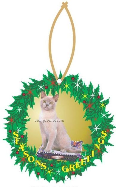 American Burmese Cat Wreath Ornament W/ Mirrored Back (10 Square Inch)