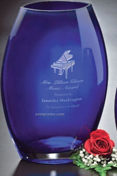 Cobalt Crystal Oval Vase Award (12