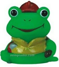 Mini Rubber Fireman Frog Toy