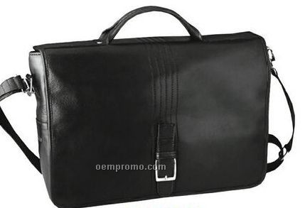 Black Hand Stained Calf Leather Workbag / Computer Bag