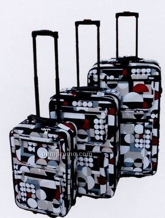 Fashion Luggage 3 Piece Set - Collection A Polka Dot (Red/ Blue/ Black)
