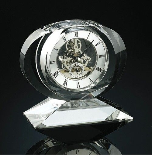 Oval Crystal Clock (5 1/2"X6"X3")