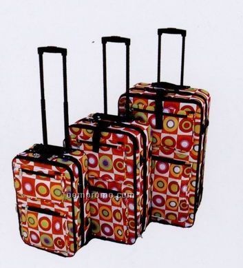 Fashion Luggage 3 Piece Set - Collection B Dots (Green/ Red/ Orange/ Pink)