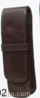 Medium Brown Stone Wash Cowhide Top Flap Double Pen Case