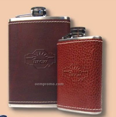 Vinyl Leatherette Wrapped Stainless 8 Oz. Flask