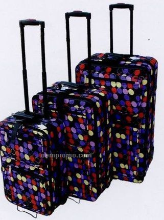 Fashion Luggage 3 Piece Set - Collection A Polka Dot (Black/ Red/ Purple)