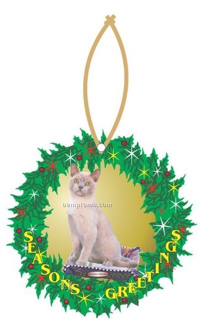 American Burmese Cat Wreath Ornament W/ Mirrored Back (2 Square Inch)