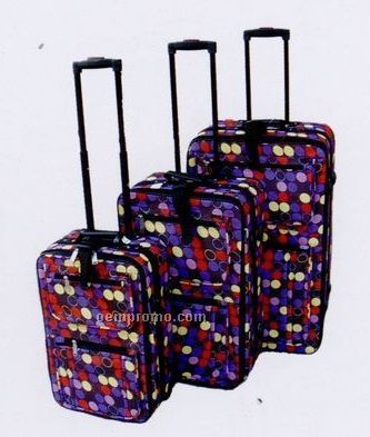 Fashion Luggage 3 Piece Set- Collection B Polka Dot(Purple/Yellow/Red/Pink)
