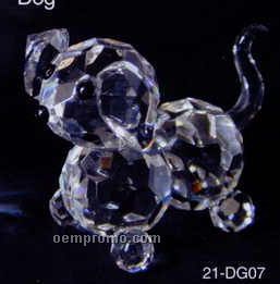 Optic Crystal Dog Figurine W/ Long Tail