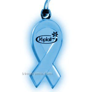 Blinking Light Up Awareness Ribbon Necklace W/ Blue LED
