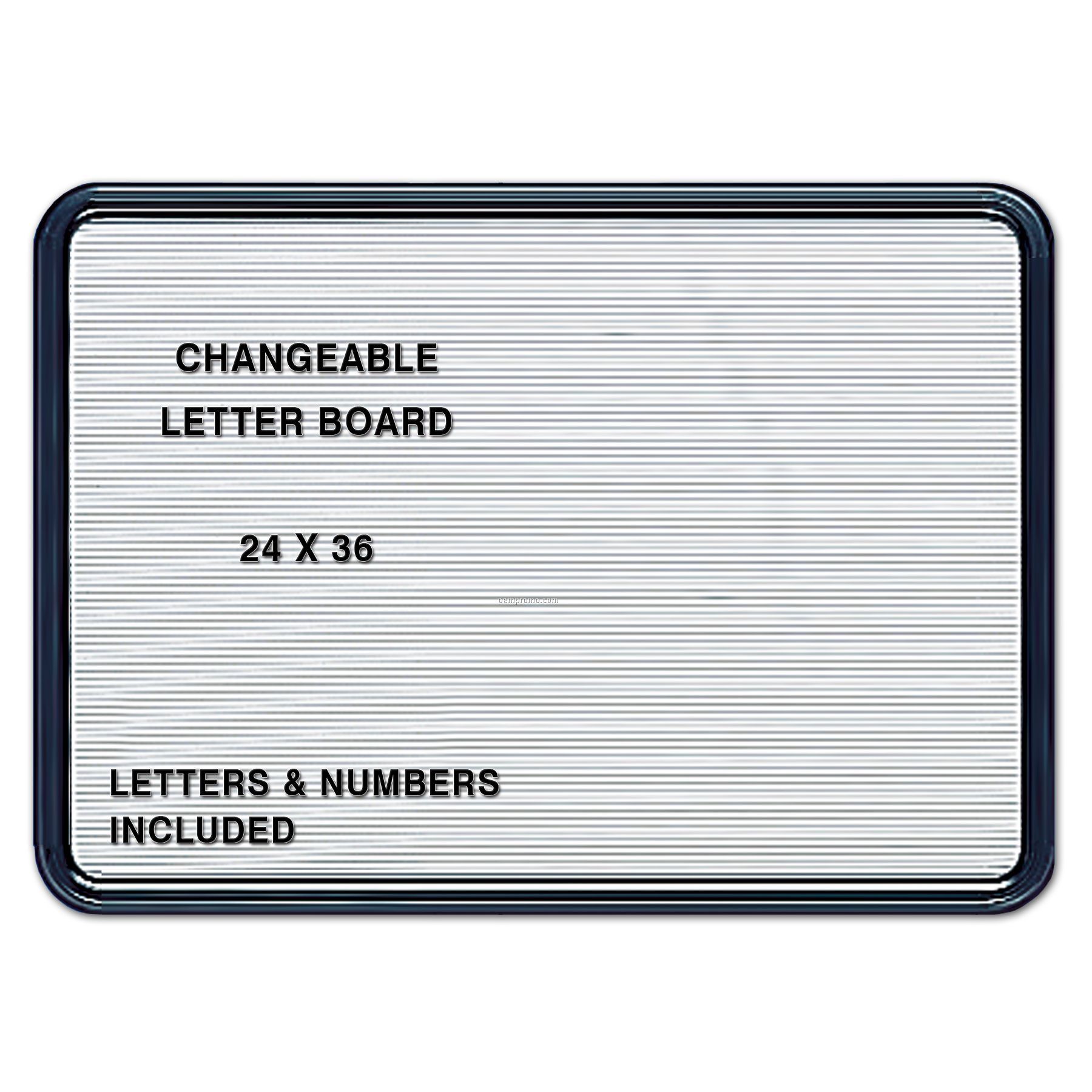 Changeable Letter Board 36"W X 24"H Black Frame With White Letter Panel